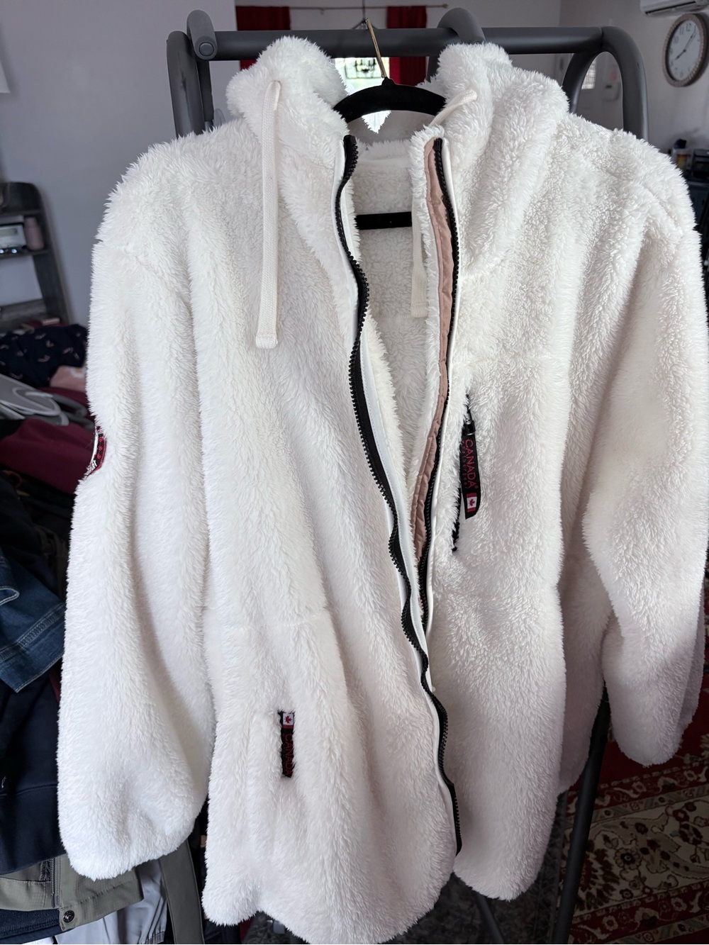 Canada weather gear Plush White Zip-Up Hooded Jacket